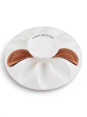 Mud Pie Circa Ceramic Taco Platter with Dip Well White/Black EUC